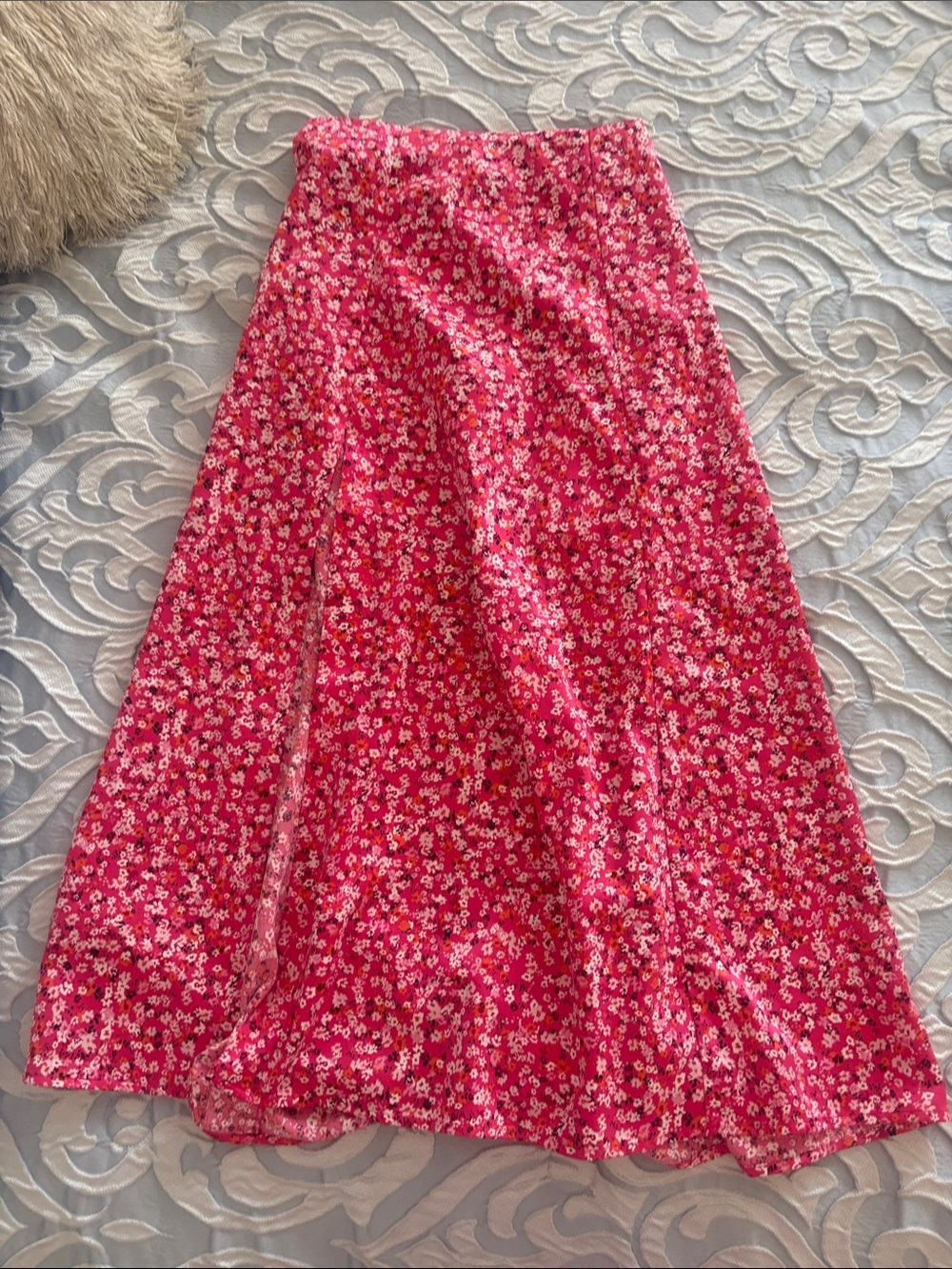 Floral Pink A-Line Maxi Skirt
